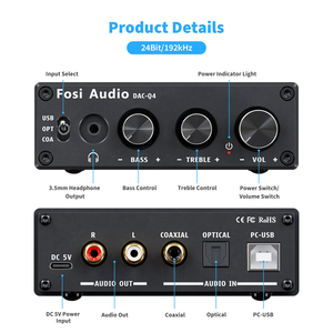 FOSI Q4เครื่องเสียงขนาดเล็กสเตอริโอ USB สำหรับเล่นเกม DAC & เครื่องขยายเสียงหูฟังอะแดปเตอร์แปลงเสียงสำหรับบ้าน/เดสก์ท็อปขับเคลื่อน/ลำโพง - Product Image 2