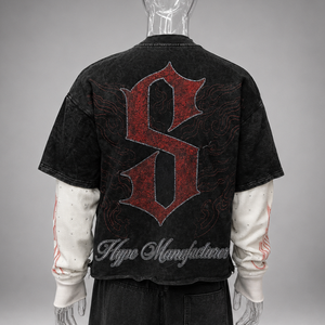 Camiseta de Manga Larga <span class=keywords><strong>para</strong></span> <span class=keywords><strong>Hombre</strong></span>, Doble Capa, con Estampado DTG, Lavado Ácido, Estilo Vintage, con Bajo Deshilachado, de Guangzhou Shangshang Manufacturer - Product Image 2