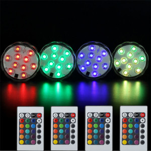Điều Khiển Từ Xa Pin Hoạt Động Chìm 10 Đèn <span class=keywords><strong>LED</strong></span> Ánh Sáng RGB Đèn Hồ Bơi Đa Màu Sắc Ánh Sáng Không Thấm Nước - Product Image 2