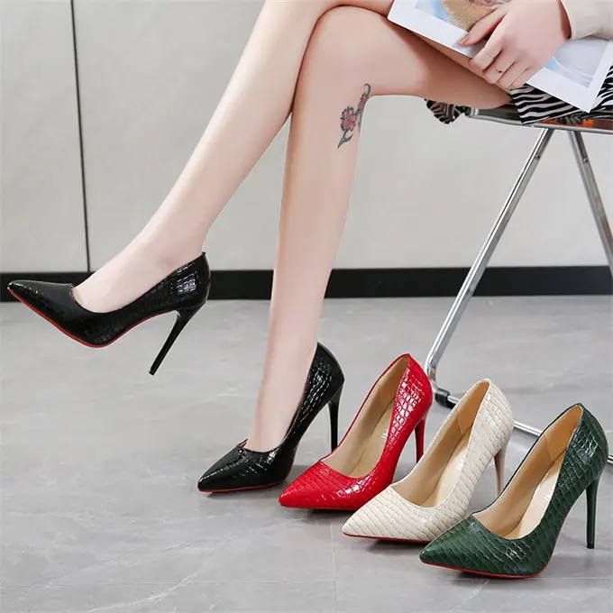New arrival big size 42 snake print high heels shoes for women