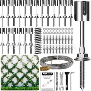 ACEMAKER Wire Trellis <b>System</b> 1/8 Dia 98 Ft Stainless Steel Plant Support Kit for Garden Fence Wall - Product Image 1