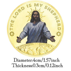 Jesus Colour напечатаны позолоченные и посеребренные станции с крестом памятные монеты металлические поделки сувенирные Коллекционные Значки - Product Image 3