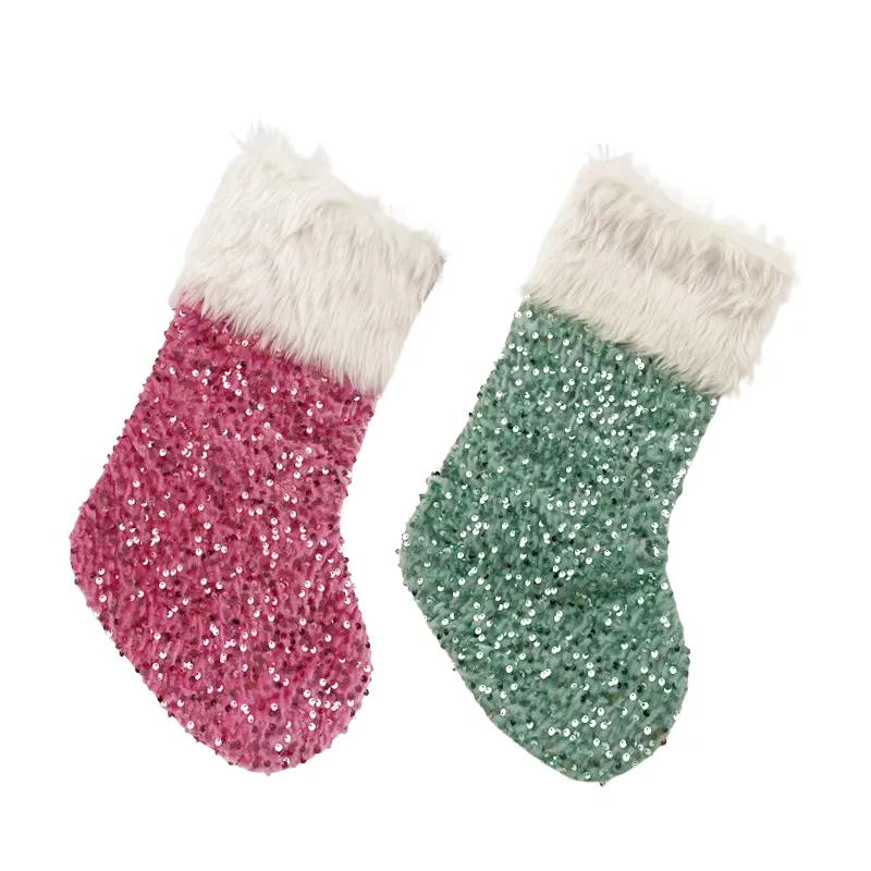 Premium Quality Sparkly Glittering Sequin Decorating 20Inch Christmas Stockings Decorating Socks Stockings