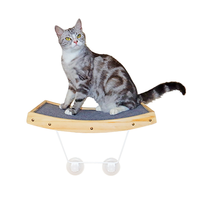 Hamac de fenêtre multifonctionnel en bois pour chat, avec ventouses robustes, installation simple, griffoir pour chat