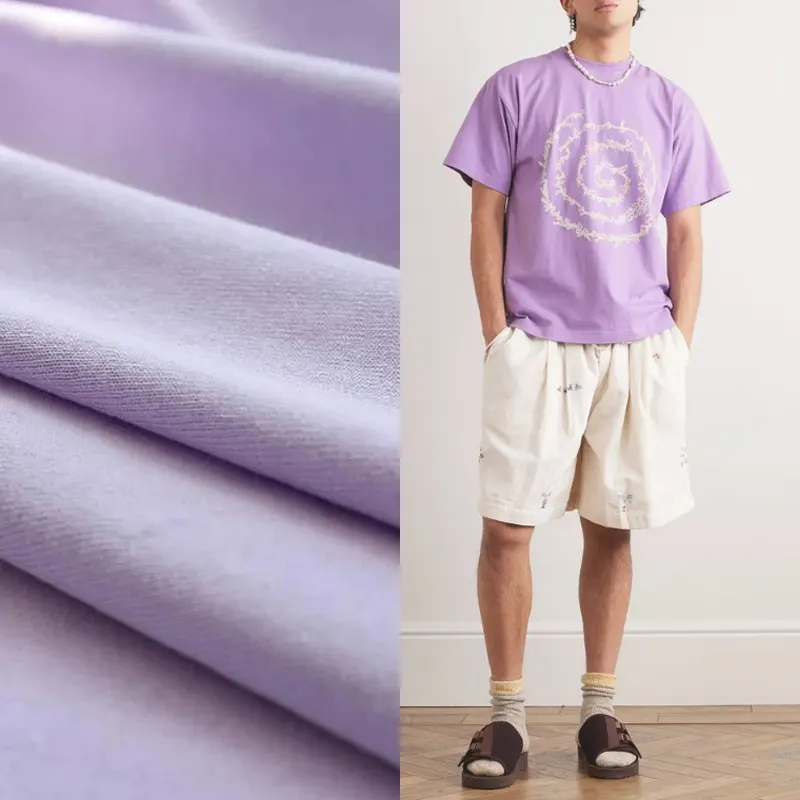 Lavender purple quilting pre cut lightweight mens tshirt clothing making raw material textile 100% jersey soft cotton fabric