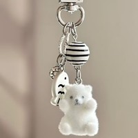 Pendentif de téléphone portable écologique de chiot floqué de dessin animé mignon sac d'école décoration porte-clés bijoux