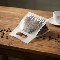 Sacs à café transparents givrés personnalisés avec impression, 250g, sacs à café en plastique translucide à fond plat avec valve