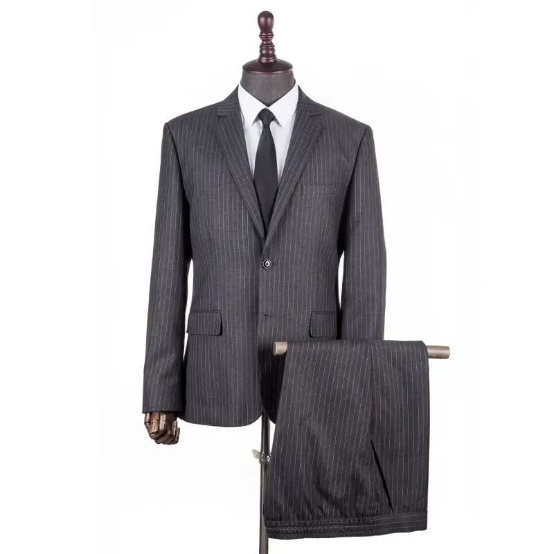 Formal Suits Men Working In Office Black Strips Work Wear Uniform Whole Breathable Soft Anti-Wrinkle Anti-Shrink Work Suit