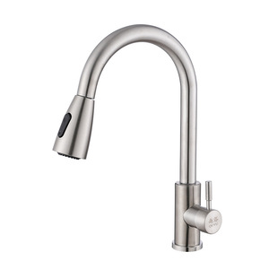 <span class=keywords><strong>Robinet</strong></span> de cuisine moderne rotatif avec douchette extractible flexible en acier inoxydable, eau chaude et froide - Product Image 2