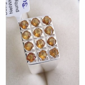 แหวนพลอยซิทรินชุดชุบโรเดียมและทองพร้อมตัวเรือนสีเหลืองและสีขาวทองและชุดเครื่องประดับสำหรับติดตั้งในห้องโดยสาร - Product Image 1