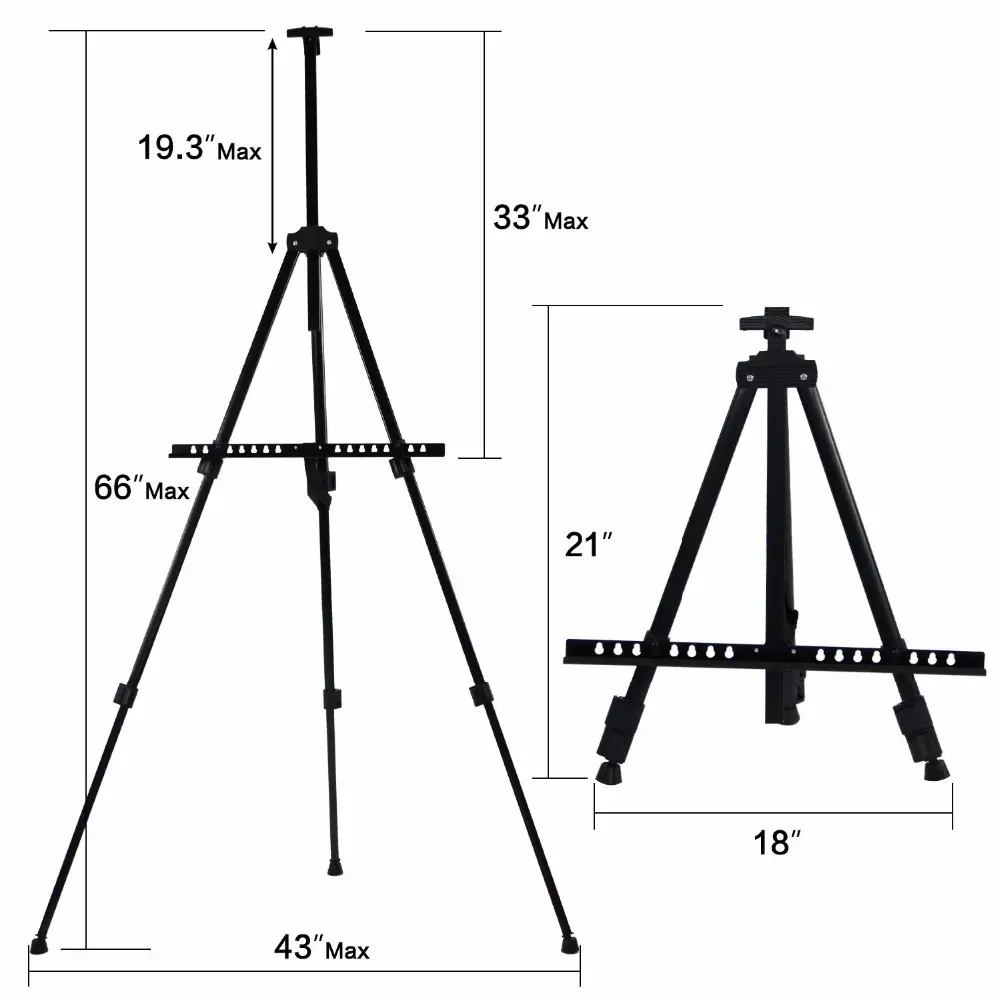 Draagbare Verstelbare Metalen Schets Schildersezel Stand Opvouwbare Reizen Schildersezel Aluminium Schildersezel Schets Tekening Voor Kunstenaar Art Supplies