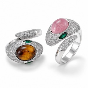 Anello Aperto a Forma di Serpente con Dettagli Colorati, Design Regolabile, Accessori di Moda per Donne - Product Image 5
