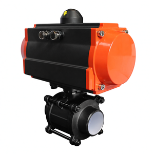 Fabrication de vanne à bille pneumatique en acier inoxydable soudée en trois parties DN25 1 pouce AC220V - Product Image 2