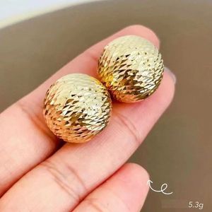 Xinfly Classic Waterproof Pinecone 18K Yellow Gold Women Luxury Chunky Round Hoops <b>Ball</b> Huggie Earrings - Product Image 2