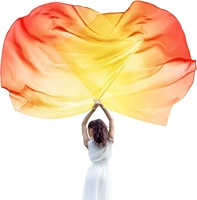 Drapeaux de louange et de culte semi-circulaires dégradés, 2 pièces, en mousseline, avec tige télescopique, pour la danse, la cérémonie d'ouverture d'église et les spectacles sur scène, en gros