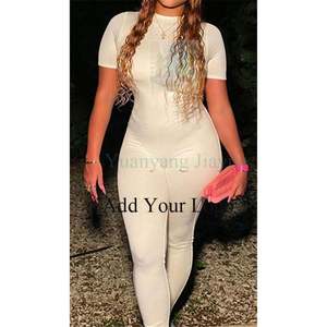 Product Custom Sexy Womens Playsuit Vinger Cot Rits Effen Kleur Een Stuk Lange Mouw Jumpsuit Voor Vrouwen - Product Image 2