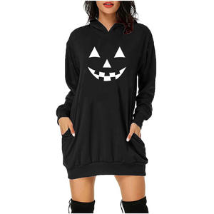2025 moda di <span class=keywords><strong>Halloween</strong></span> stampa zucca mezza lunghezza felpa da donna con cappuccio a maniche lunghe tasca traspirante <span class=keywords><strong>per</strong></span> l'autunno inverno - Product Image 3