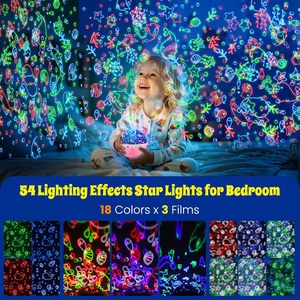 Proiettore Luce Notturna per Bambini <span class=keywords><strong>One</strong></span> Fire con Telecomando, Timer, Rotazione a 360°, 3 Pellicole <span class=keywords><strong>di</strong></span> Proiezione, 18 Modalità Luminose, 8 Canzoni Ninna Nanna, Natale - Product Image 2
