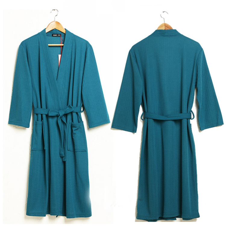 Халат женский хлопковый с V-образным вырезом, длинным рукавом и съемным поясом