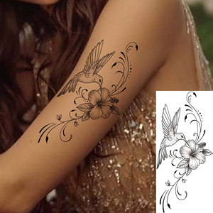 Hermosos Tatuajes Temporales de Flores de Mariposa para Mujeres, Arte Corporal para Pies y Manos, Tatuaje Falso Realista de Rosas Florales, Adhesivo para Piernas y Tobillos - Product Image 3