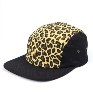 Leopard Print <b>Flat</b> Brim Five Panel Cap Unisex Spring Summer Casual Canvas Adjustable <b>Hat</b> - Product Image 3