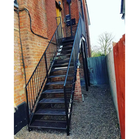CBMmart Escalier extérieur droit en acier galvanisé préfabriqué avec barreaux métalliques thermolaqués pour extérieur