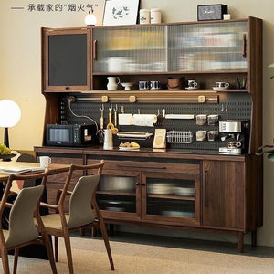 Solid Wood <b>Sideboard</b> Storage Cabinet 86Cm Modern <b>Kitchen</b> Cabinet With Glass Doors And Pegboard For Living Room Or <b>Kitchen</b> Use - Product Image 2