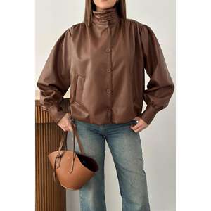 Chaqueta de Piel de Oveja Marrón Reversible al por Mayor, Forro de Lino con Spandex Satinado, Temporada de Otoño, Botones, Flecos, Apliques de Perlas - Product Image 2