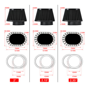 Filtre à air conique Poyracing 2, 2.15, 2.35 pouces pour moto et voiture, amélioration avec clips - Product Image 3