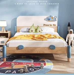 Cama individual <span class=keywords><strong>de</strong></span> <span class=keywords><strong>madera</strong></span> maciza <span class=keywords><strong>de</strong></span> 1,2 m para niños, diseño simple <span class=keywords><strong>de</strong></span> avión <span class=keywords><strong>de</strong></span> dibujos animados en <span class=keywords><strong>madera</strong></span> <span class=keywords><strong>de</strong></span> Cera blanca, cama para niños <span class=keywords><strong>de</strong></span> 1,5 m - Product Image 2
