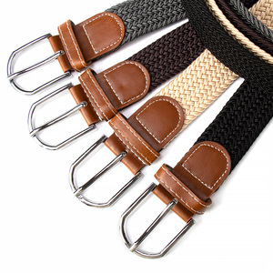 <span class=keywords><strong>Ceinture</strong></span> unisexe <span class=keywords><strong>élastique</strong></span> <span class=keywords><strong>tressée</strong></span> en toile extensible pour hommes et femmes, <span class=keywords><strong>ceinture</strong></span> décontractée en tissu pour le golf avec boucle en cuir et boucle en acier - Product Image 5