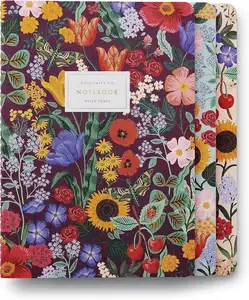Juego de cuadernos cosidos en flor, juego surtido de 3 cuadernos, 64 páginas rayadas con tinta dorada, cubierta de papel de lona