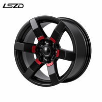 Velg Alloy Off-Road LSZD 17x7.5 6x139.7 Hitam dan Merah untuk Toyota Hilux Tacoma Prado Ranger
