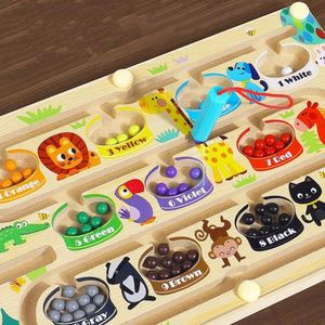 Rompecabezas de Madera para Niños y Niñas, Juego de Contar y Combinar, Laberinto Magnético de Colores y Números - Product Image 1
