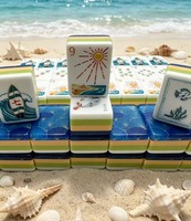 En stock, Nouveauté très demandée : Jeu de tuiles de Mahjong américain de luxe, thème Océan, 4 couches, 160 tuiles en acrylique gravées - Ningbo Leti