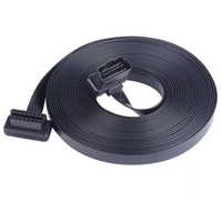 Cable de Extensión OBD2 de 16 Pines Macho a Hembra, Cable Plano Totalmente Alimentado, Herramienta de Diagnóstico ECU, Cable de Extensión para Computadora de Auto