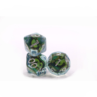 Dadu Resin Polihedral Mata Naga DND Laris Manis, Kristal D4 D6 D8 D% D10 D12 D20 Desain Mata Naga Hijau Kristal Bening Baru