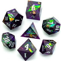 Pour Udixi RPG Résine Polyédrique Sharp Edge Donjons et Dragons Jeu de dés Violet et Noir