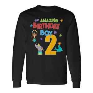 T-shirt a maniche lunghe per bambini di 2 anni, a tema circo, per il compleanno di un ragazzo. Incredibile compleanno due anni. - Product Image 1