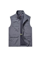 Gilet d'extérieur personnalisé pour homme avec logo, 1 pièce MOQ, veste multi-poches décontractée pour photographie et pêche, printemps-automne