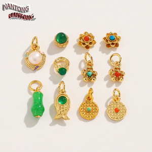 Nantong Natural Stone Charms Flower Heart Fish Shape Bezel Setting DIY Jewelry Accessories Unisex Everyday Wear - Product Image 2