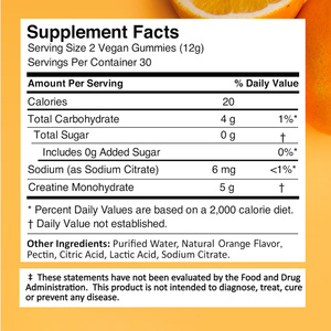 Bulk Order <b>Creatine</b> Gummies Orange Flavor 5000mg Lean Muscle Gym Strength Endurance Vegan Non-GMO Sugar Free Custom Label OEM - Product Image 3