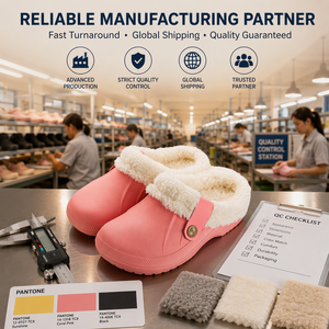 <span class=keywords><strong>Sabots</strong></span> de <span class=keywords><strong>jardin</strong></span> personnalisés OEM en EVA doublés de polaire avec col en sherpa – Chaussons d'hiver confortables pour femmes, à enfiler, pour intérieur et extérieur, vente en gros - Product Image 5