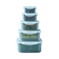 Ensemble de boîtes de rangement pour réfrigérateur de cuisine à double couche auto-drainante Panier en plastique pour la conservation des fruits et légumes frais