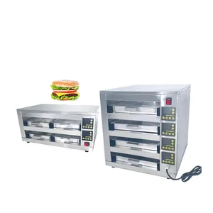 Adjustable Time Temperature Hot Food Display Showcase Ce Certificate 4Trays Food Warmer Cabinet