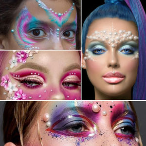 QIAO Halbrunde Perlen Transparente Basis AB Farbe Glitter Harz Flatback Perlen für Kleidung Dekorative Bastel zubehör - Product Image 4