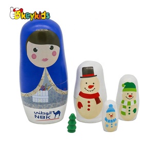 2024 personalizza 5 in 1 bambole di nidificazione natalizie in legno per ragazze W06D147 - Product Image 1