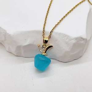 New Arrival Pendant <b>Necklace</b> Stainless Steel Chain <b>Necklace</b> <b>Opal</b> Inlaid Zircon Apple Pendant <b>Necklace</b> for Women - Product Image 5