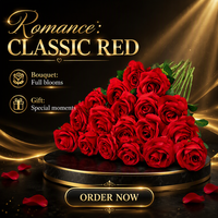 Bouquet de roses artificielles rouges en soie, longues tiges, pour mariage, fête des mères, décoration de table, vente en gros