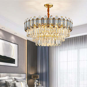 โคมไฟระย้าคริสตัล K9สีเทาควันหรูหราเพดานทันสมัยของตกแต่ง - Product Image 3